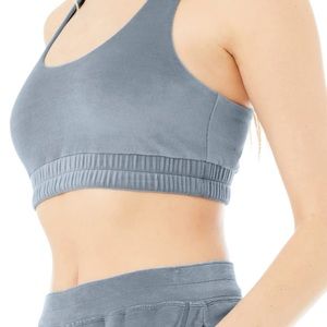 ALO Velour glimmer scoop neck bra